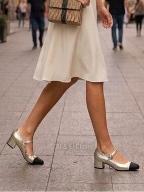 Marc Fisher LTD Marla Metallic Gold Mary Jane Block Heel Shoes Size 9.5M NWB